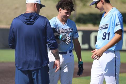 GBG Colorado coach and players talking on the field